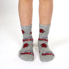 Load image into Gallery viewer, Kids Grey Firetruck Socks
