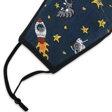 Load image into Gallery viewer, Navy Blue Space Cat Rockets Facemask