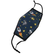 Load image into Gallery viewer, Navy Blue Space Cat Rockets Facemask