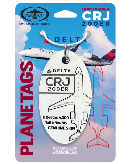 Delta White CRJ Genuine Aircraft Skin Plane Tag