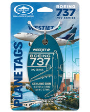 Load image into Gallery viewer, Teal West Jet Upcycled Plane Tag 
