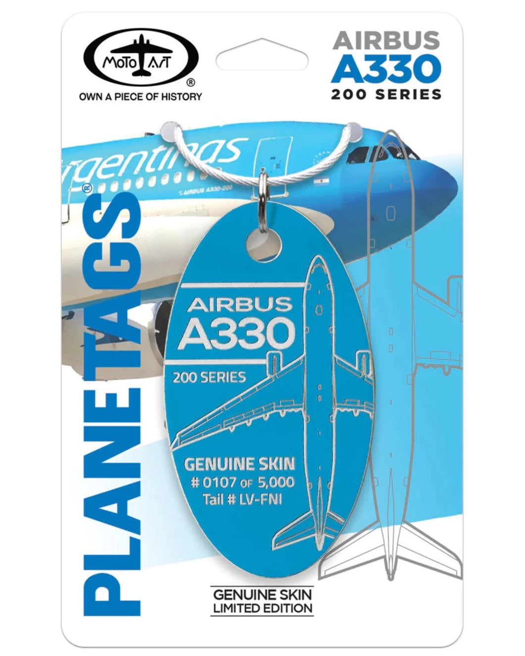 Airbus A330 Blue Genuine Aircraft Skin Plane Tag