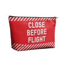 Load image into Gallery viewer, Red Close Before Flight Zippered Travel Pouch
