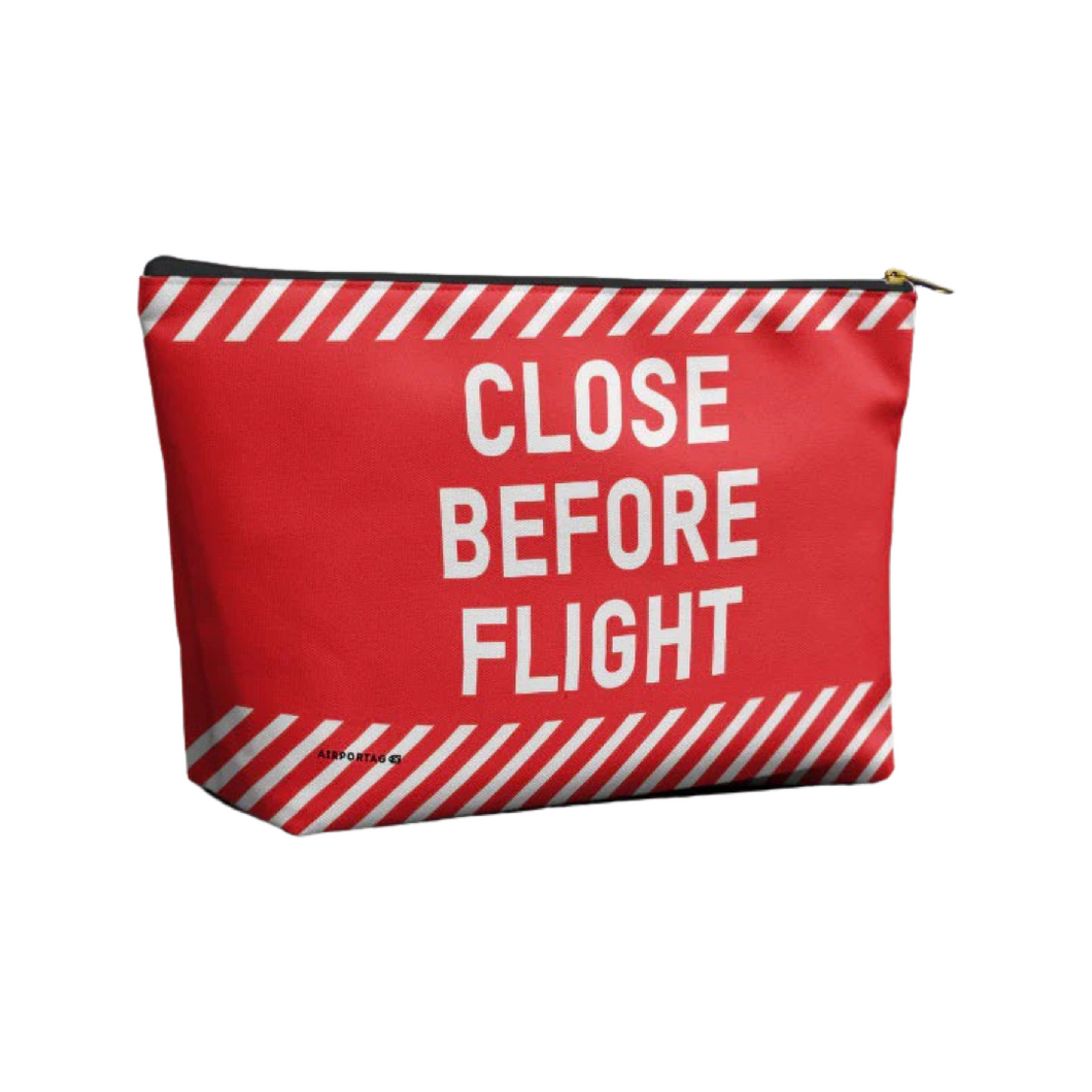 Red Close Before Flight Zippered Travel Pouch