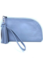 Load image into Gallery viewer, Cloud Grey Airplane Leather wristlet
