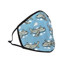 Load image into Gallery viewer, Sky Blue Jumbo Jet Airplane Aviation Themed Facemask
