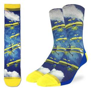 Blue and Yellow Biplane Aviation Socks